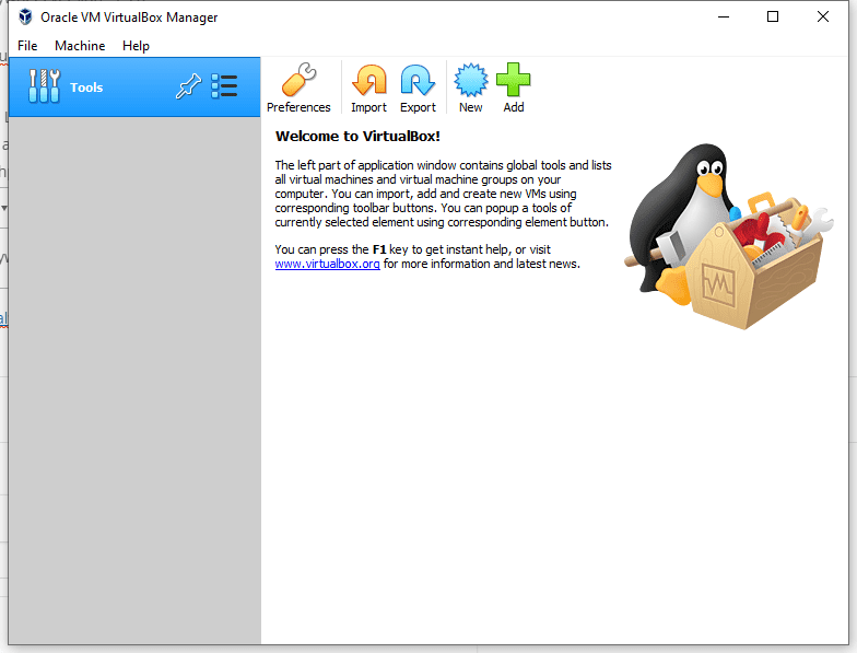 Empty VirtualBox Manager after Deleting Old Docker Image