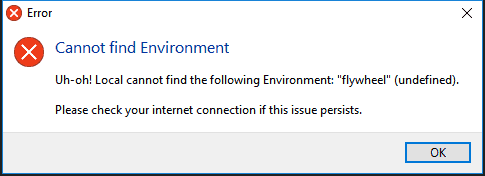 Local by Flywheel Cannot Find Environment