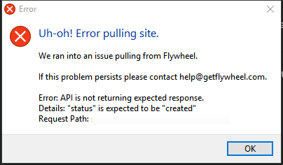 Local by Flywheel Error Pulling Site