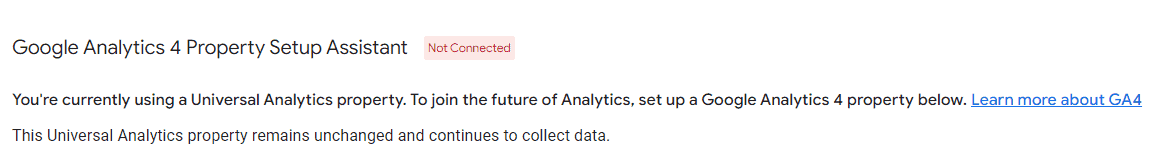 Google Analytics Property Not Connected