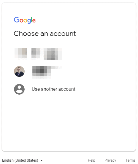 Google Domains Back to Choose Account