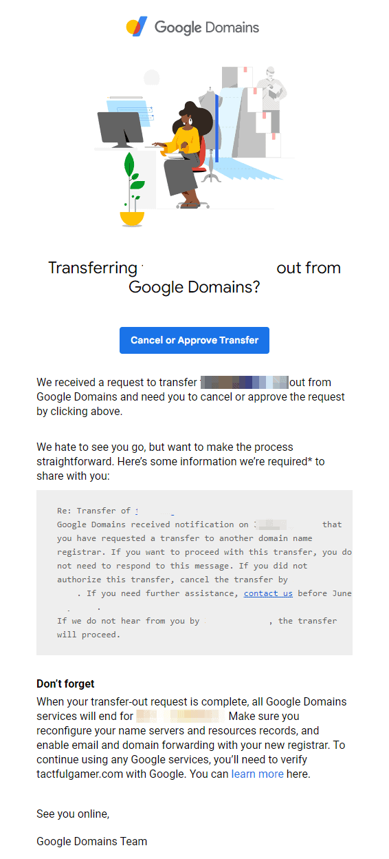 Google Domains to Cloudflare Confirm Transfer