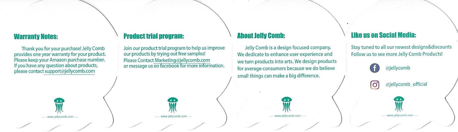 Jelly Comb Products Warranty Card Inside