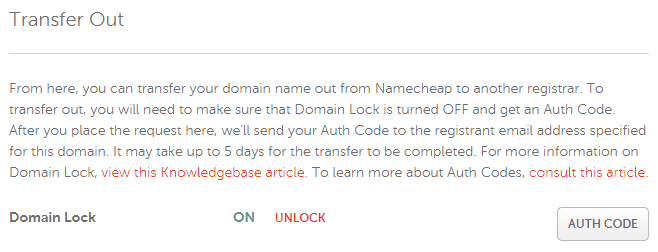 Namecheap Transfer Out Domain Lock