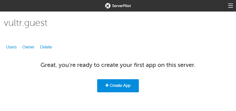 ServerPilot Setup Create App