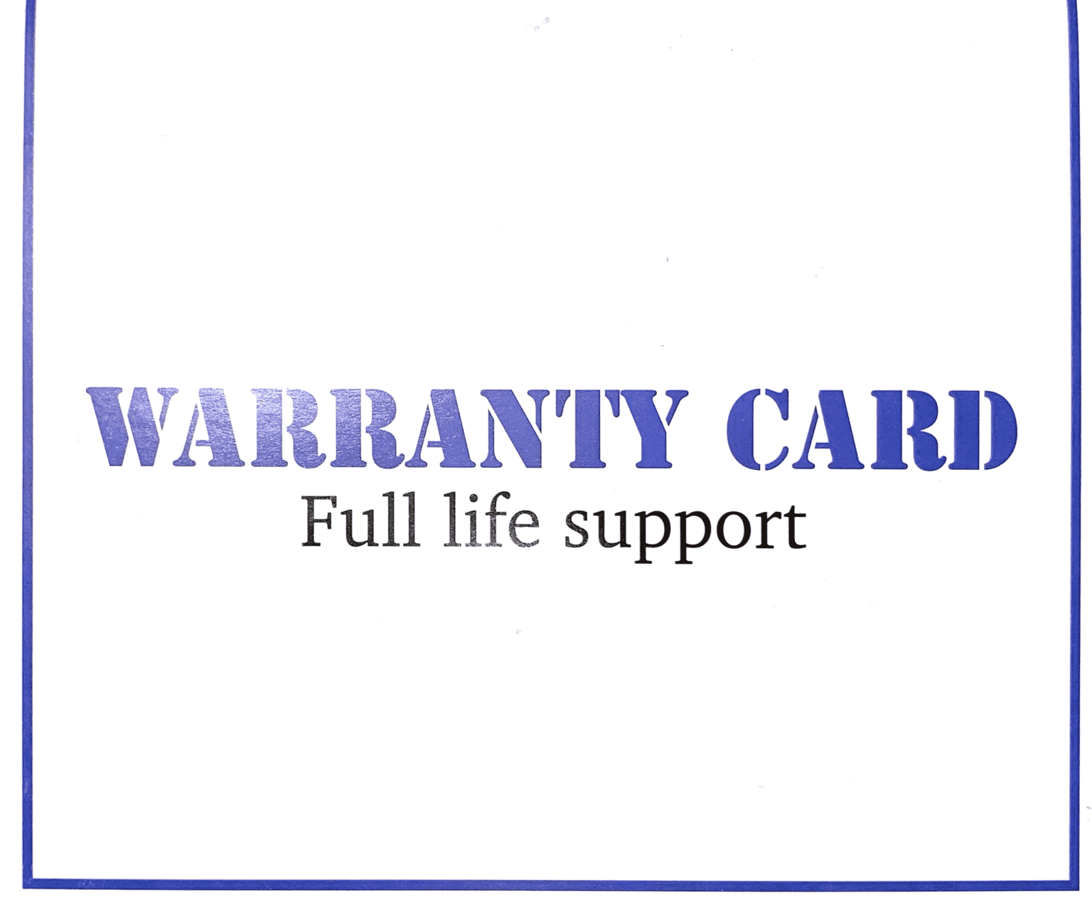 Warranty Card Example Front